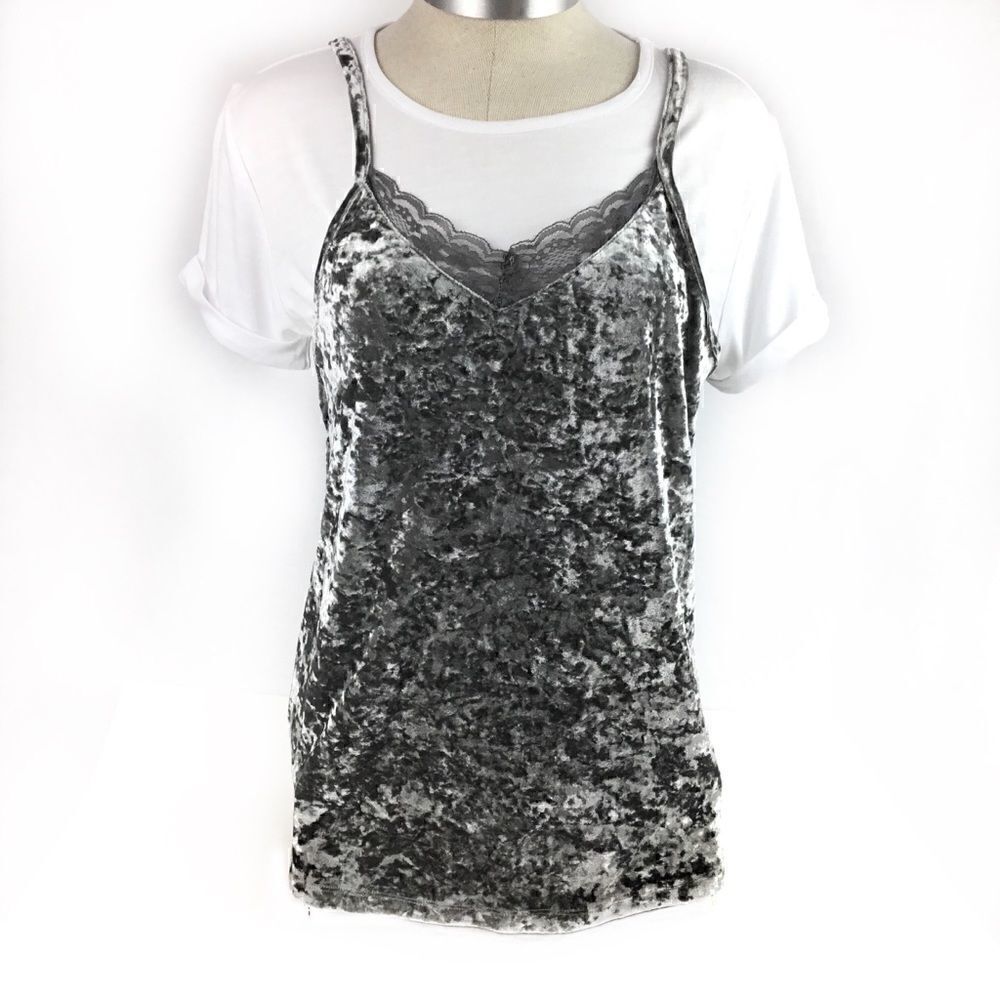Love By Design Crushed Velvet Top, M, L, NWT